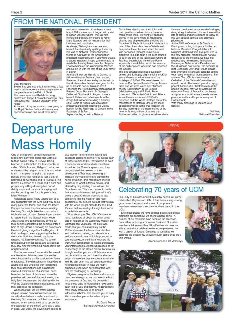 Winter 2017 edition of the Catholic Mother (UCM) - Page 