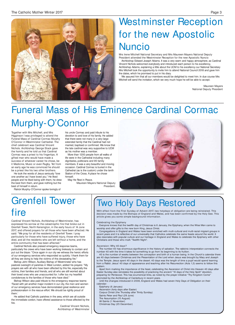 Winter 2017 edition of the Catholic Mother (UCM) - Page 