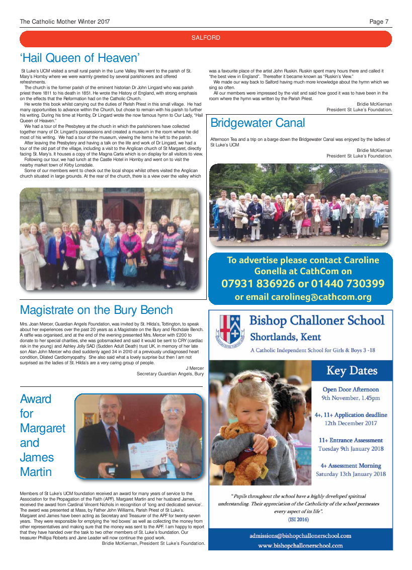 Winter 2017 edition of the Catholic Mother (UCM) - Page 