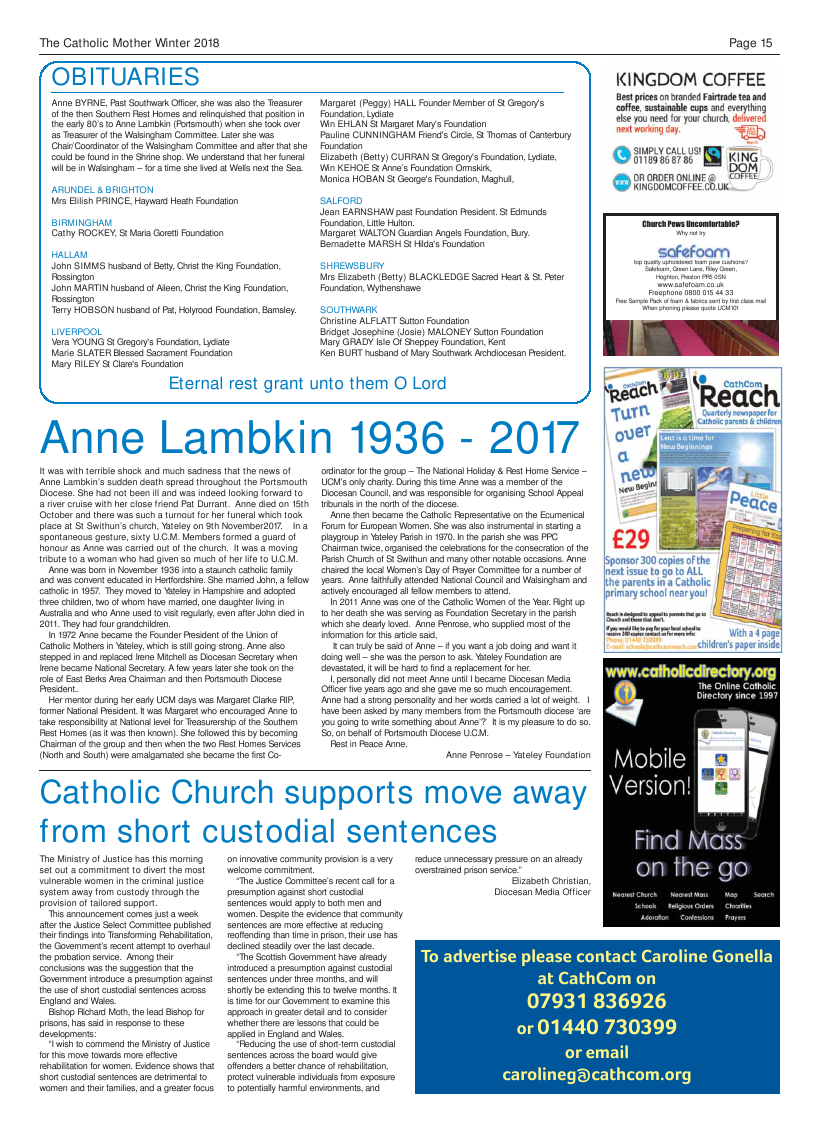 Winter 2018 edition of the Catholic Mother (UCM) - Page 