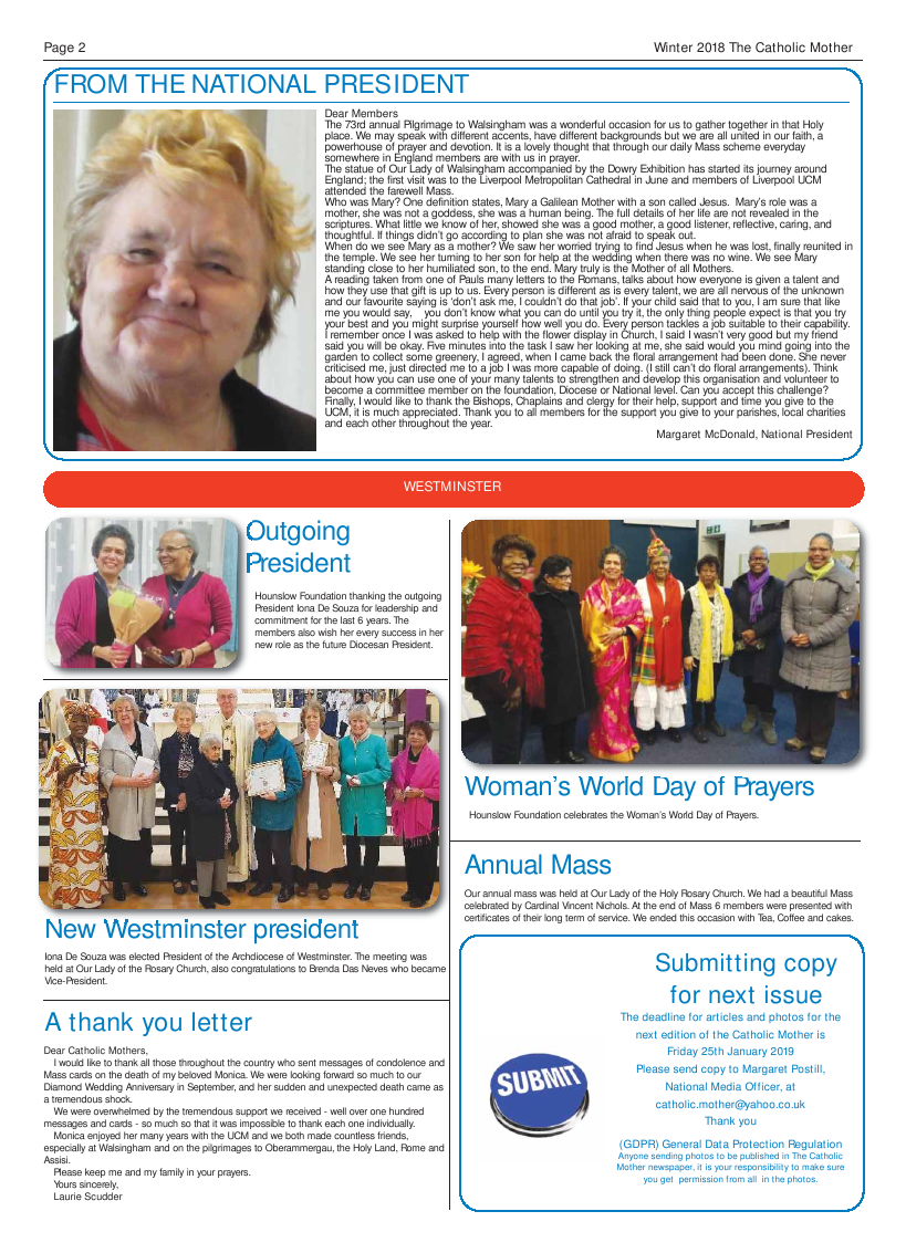 Winter 2018 edition of the Catholic Mother (UCM) - Page 