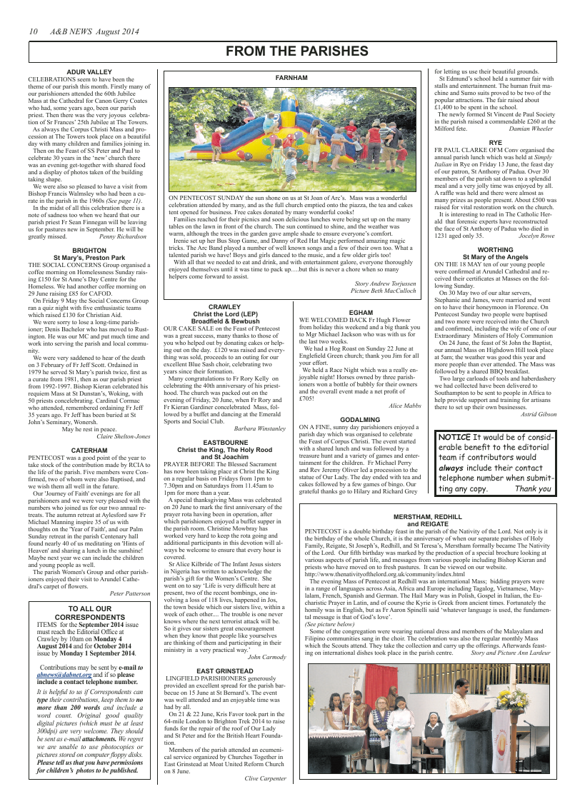 Aug 2014 edition of the A & B News