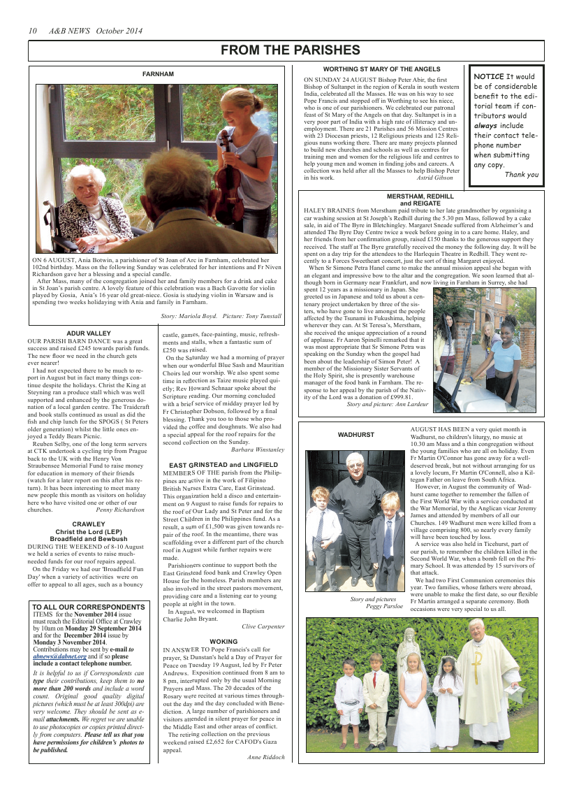 Oct 2014 edition of the A & B News