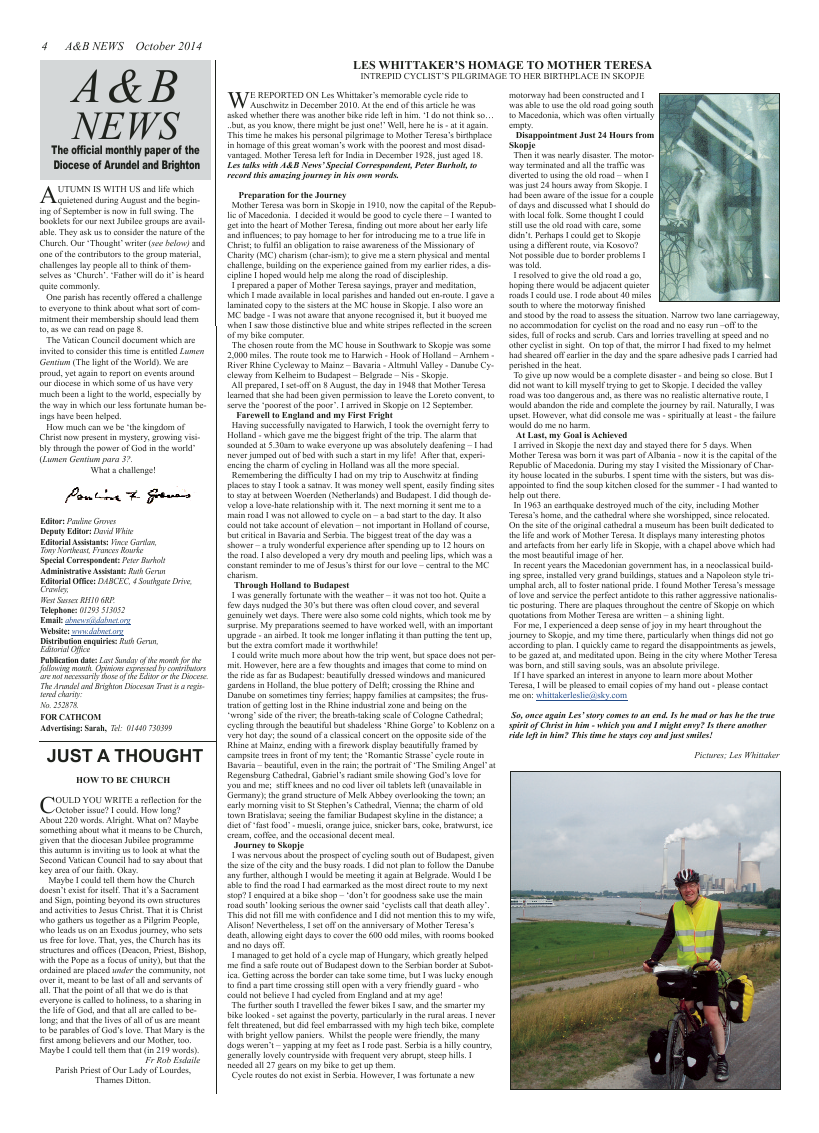 Oct 2014 edition of the A & B News