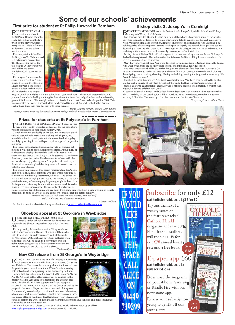 Jan 2016 edition of the A & B News