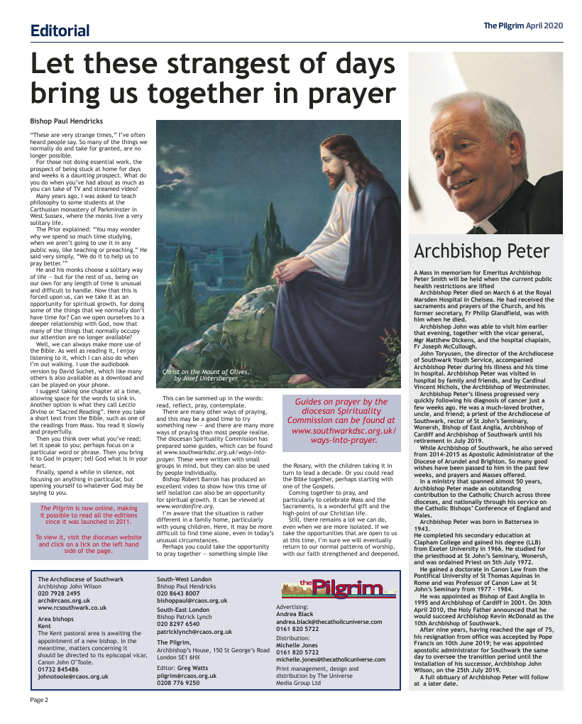 April 2020 edition of the The Pilgrim - Southwark