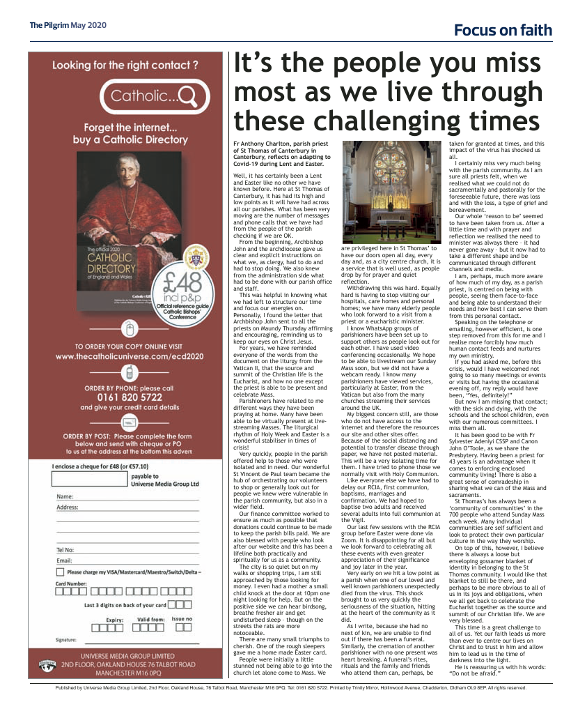 May 2020 edition of the The Pilgrim - Southwark