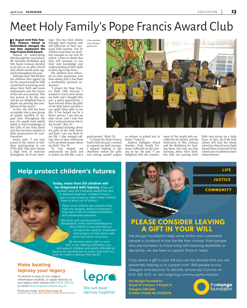 April 2020 edition of the Flourish - Archdiocese of Glasgow Journal 