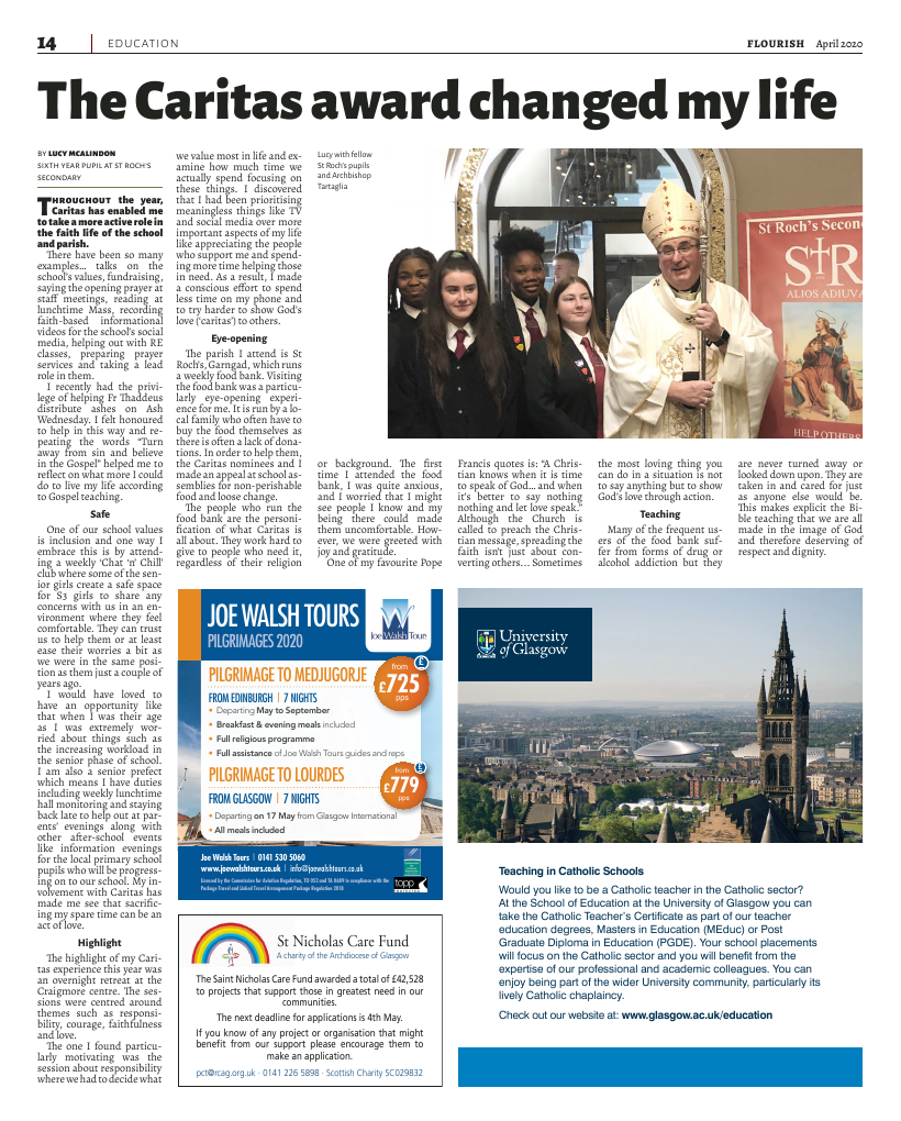 April 2020 edition of the Flourish - Archdiocese of Glasgow Journal 