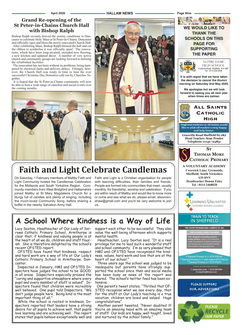 Apr 2020 edition of the Hallam News