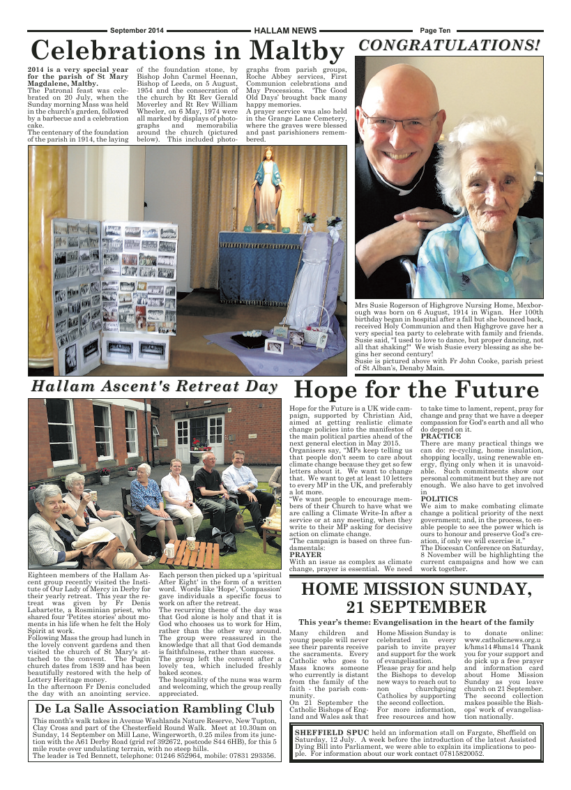 Sept 2014 edition of the Hallam News