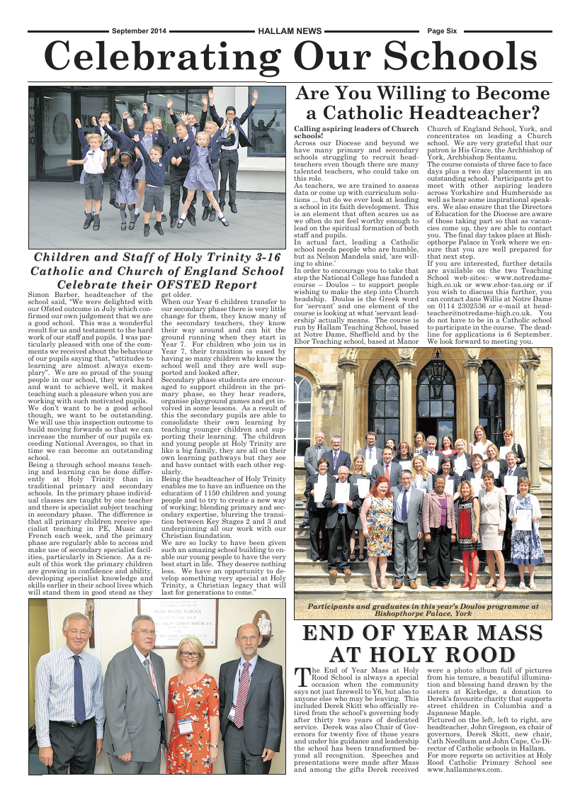 Sept 2014 edition of the Hallam News