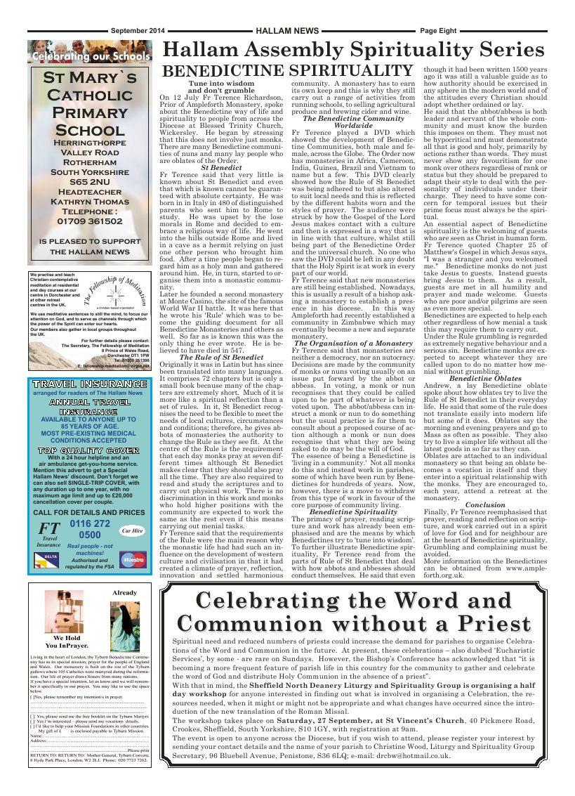Sept 2014 edition of the Hallam News