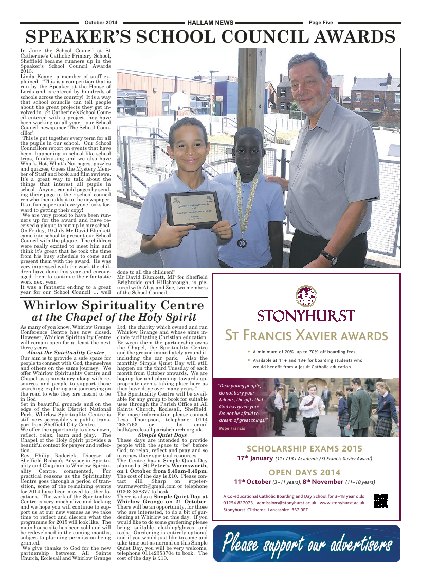 Oct 2014 edition of the Hallam News