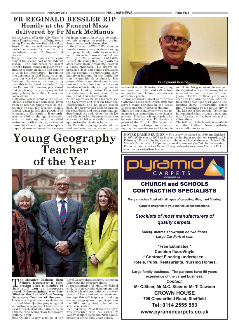 Feb 2015 edition of the Hallam News