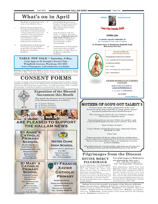 Apr 2015 edition of the Hallam News