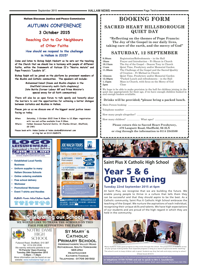 Sept 2015 edition of the Hallam News