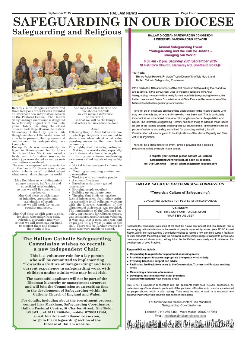 Sept 2015 edition of the Hallam News