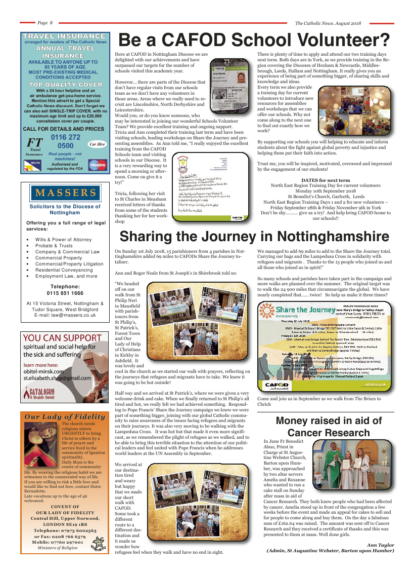 Aug 2018 edition of the Nottingham Catholic News - Page 