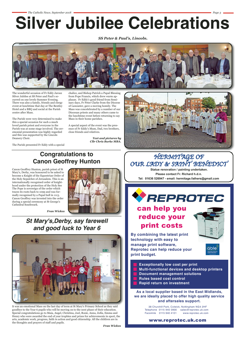 Sept 2018 edition of the Nottingham Catholic News - Page 