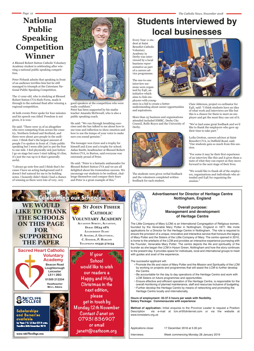 Nov 2018 edition of the Nottingham Catholic News - Page 