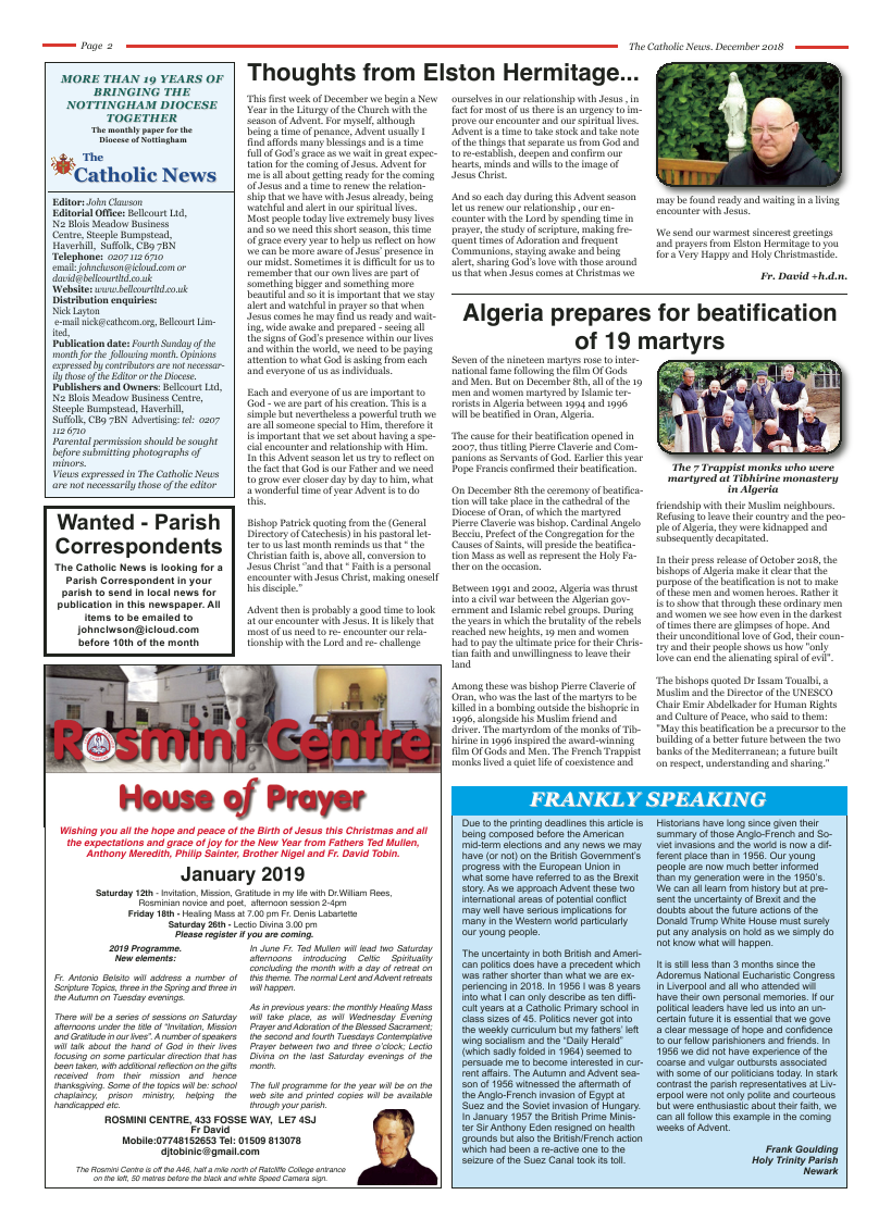 Dec 2018 edition of the Nottingham Catholic News - Page 