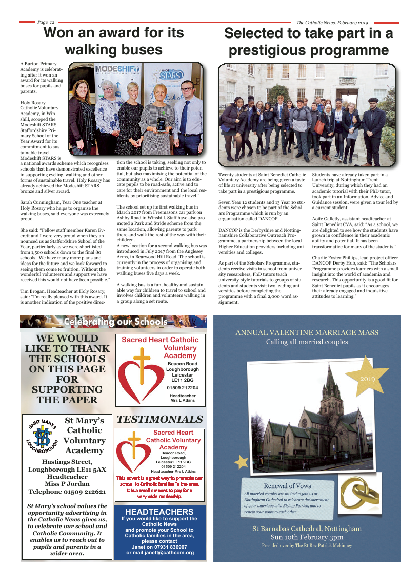 Feb 2019 edition of the Nottingham Catholic News - Page 