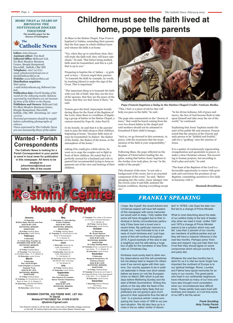 Feb 2019 edition of the Nottingham Catholic News - Page 