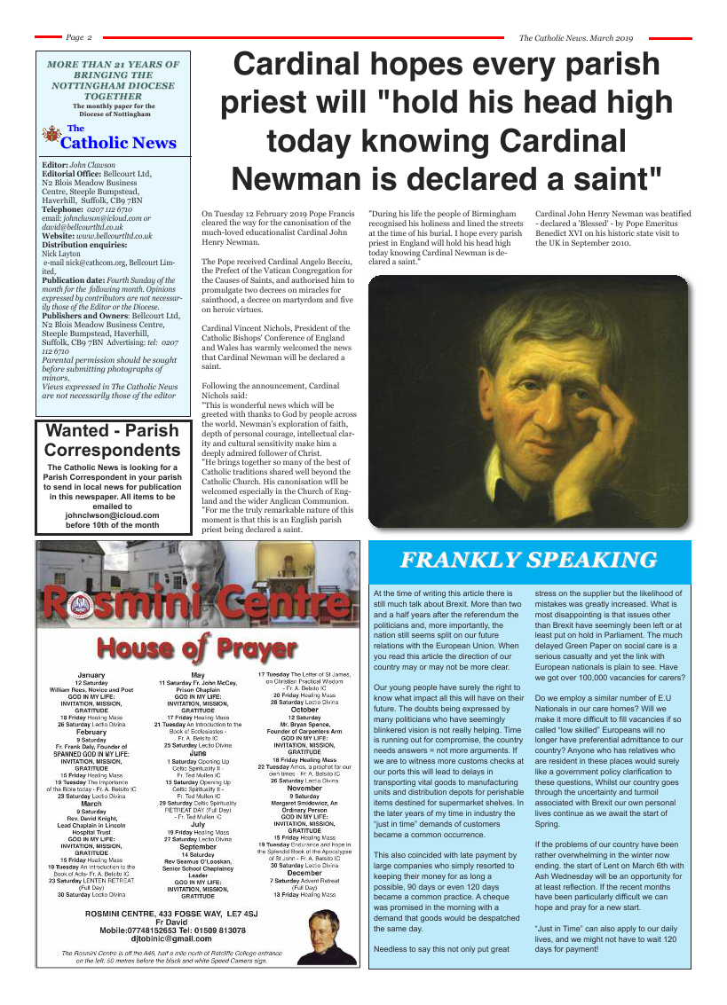 Mar 2019 edition of the Nottingham Catholic News - Page 