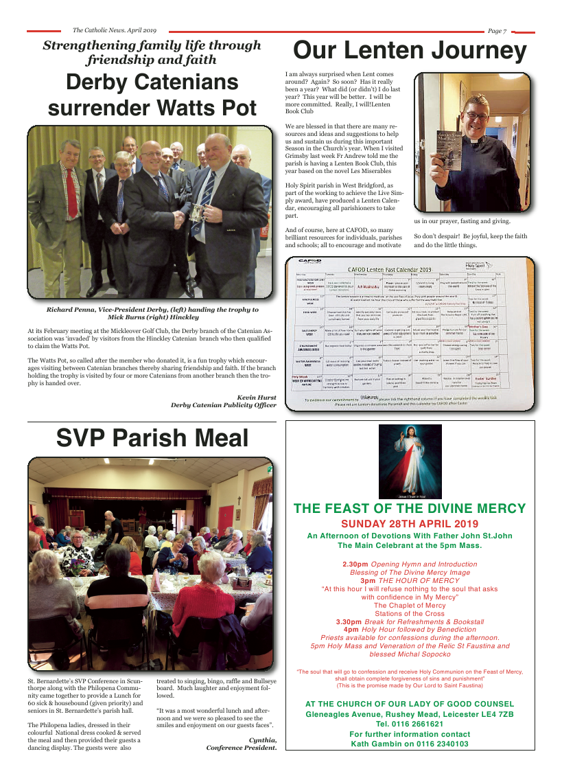 Apr 2019 edition of the Nottingham Catholic News - Page 