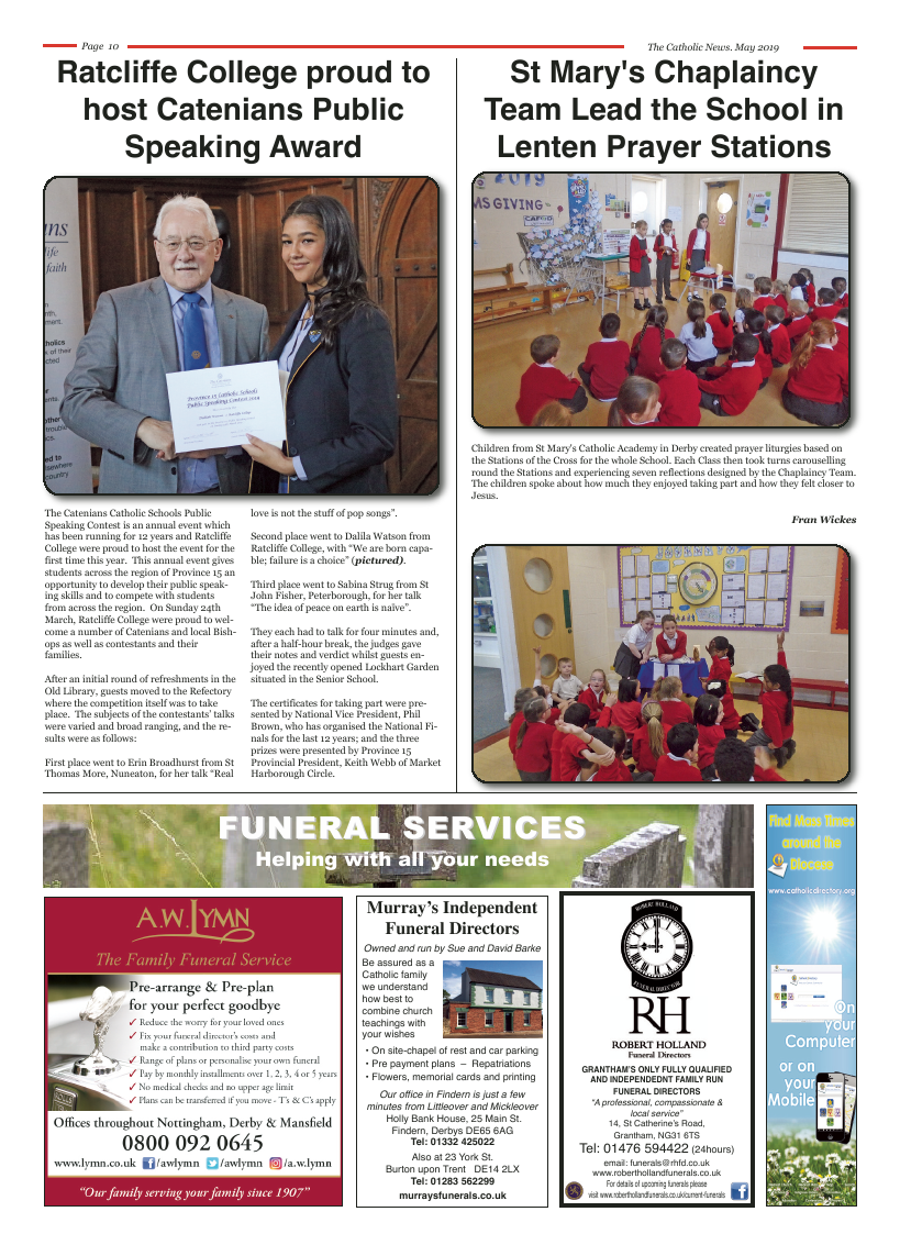 May 2019 edition of the Nottingham Catholic News - Page 