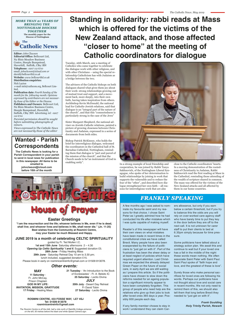 May 2019 edition of the Nottingham Catholic News - Page 