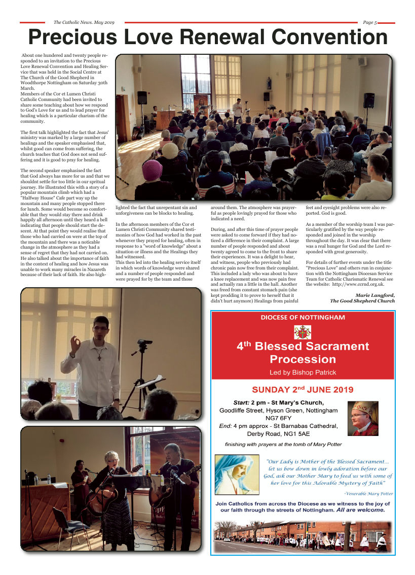 May 2019 edition of the Nottingham Catholic News - Page 