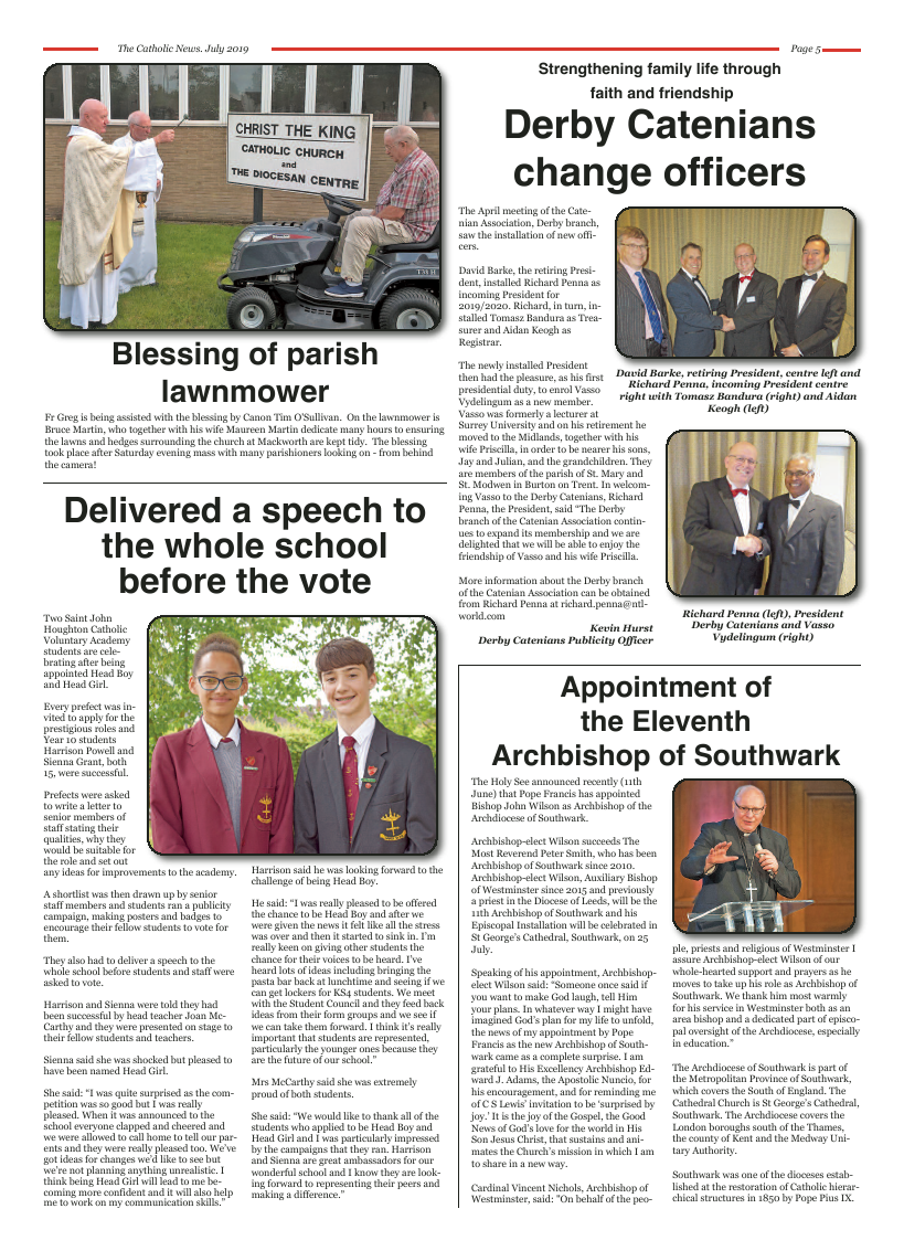 Jul 2019 edition of the Nottingham Catholic News - Page 