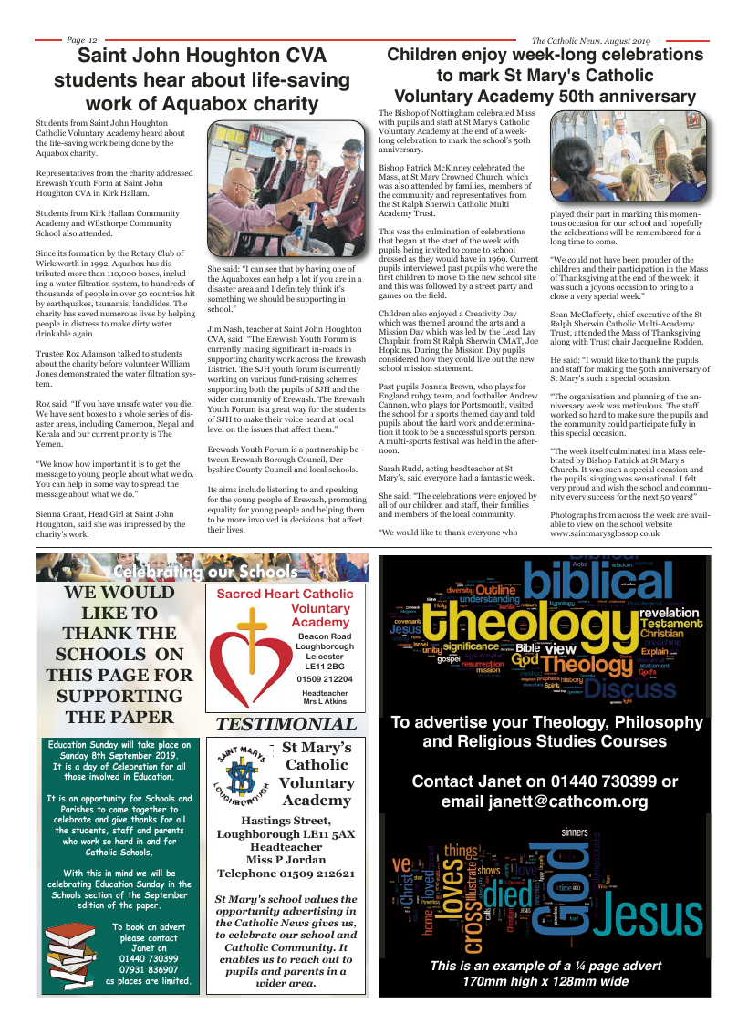 Aug 2019 edition of the Nottingham Catholic News - Page 