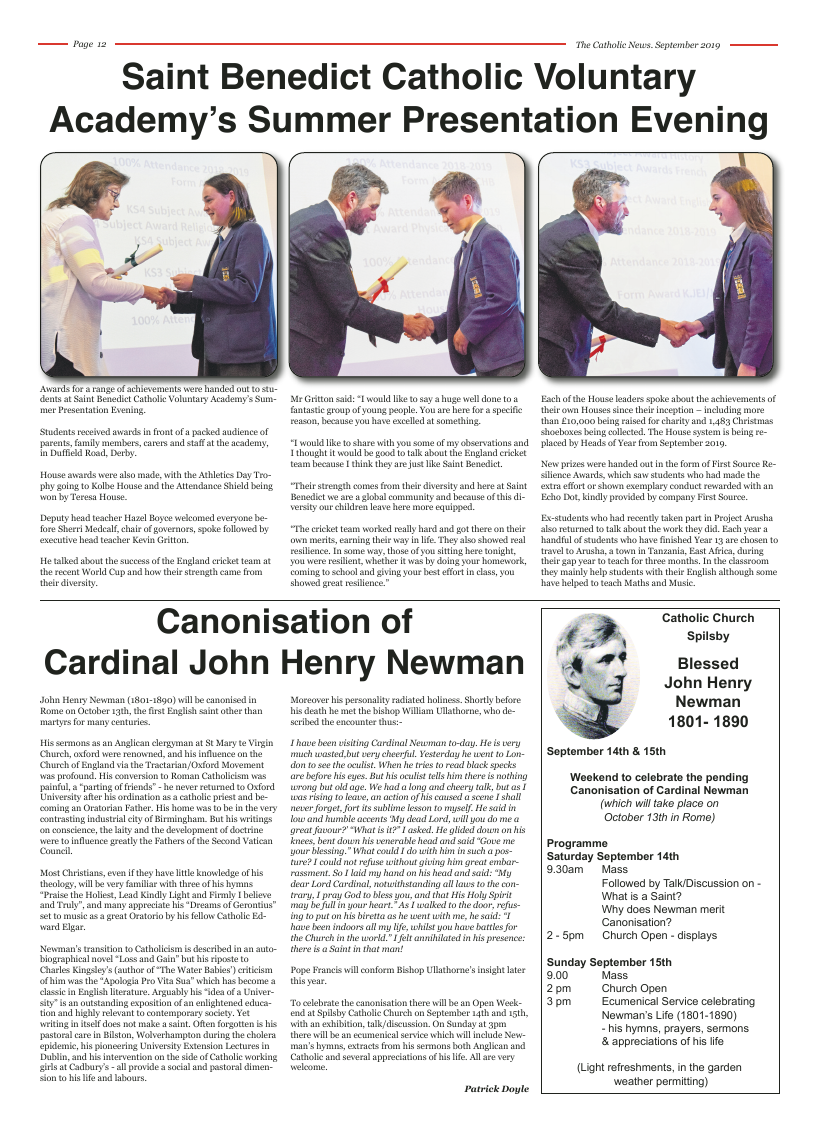 Sept 2019 edition of the Nottingham Catholic News - Page 