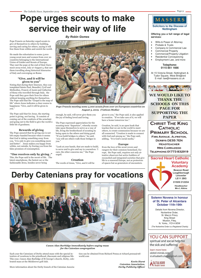 Sept 2019 edition of the Nottingham Catholic News - Page 