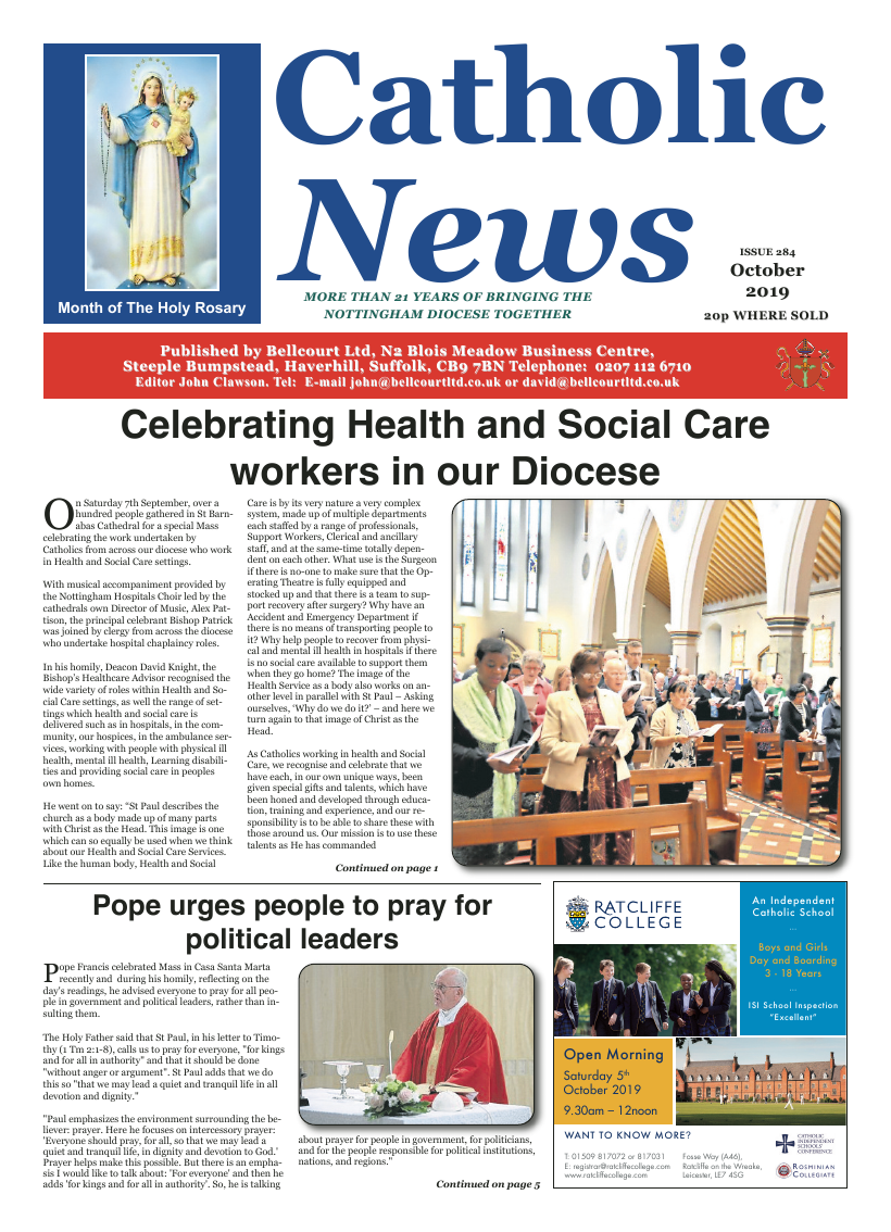 Oct 2019 edition of the Nottingham Catholic News - Page 