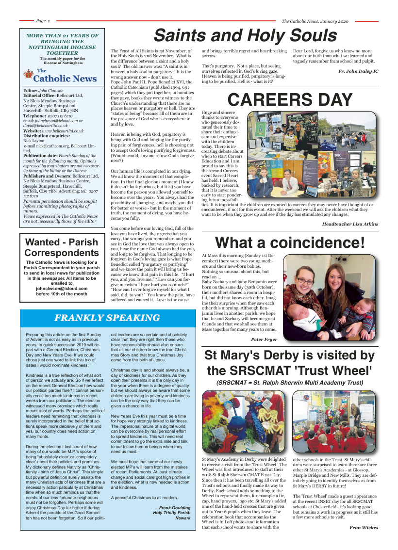 Jan 2020 edition of the Nottingham Catholic News