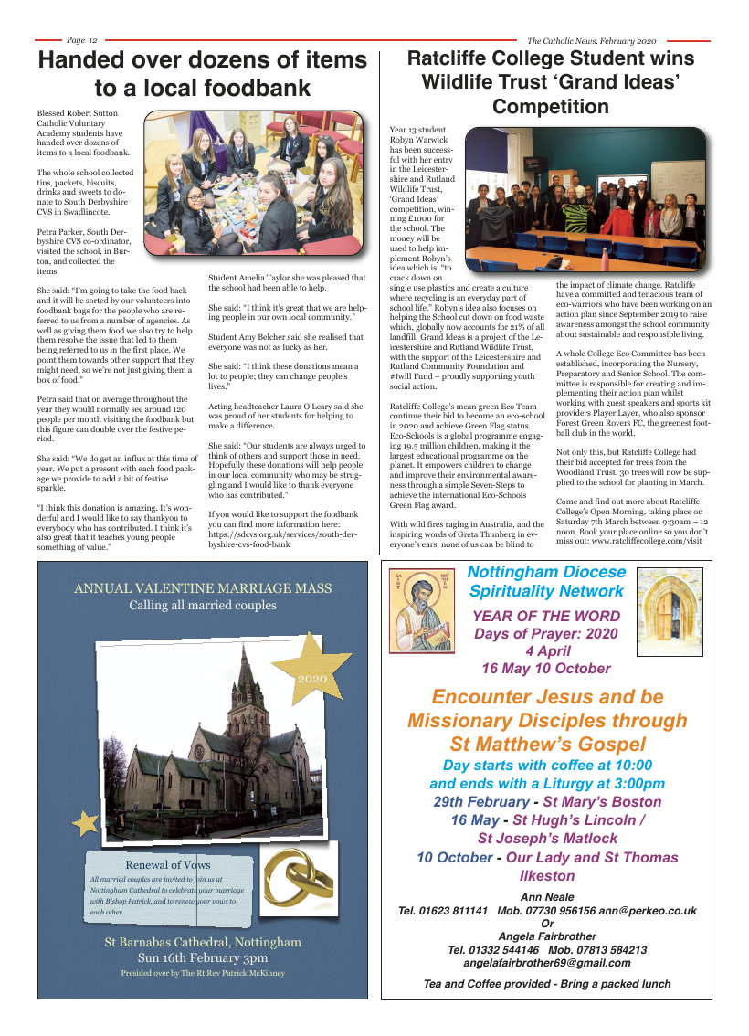 Feb 2020 edition of the Nottingham Catholic News