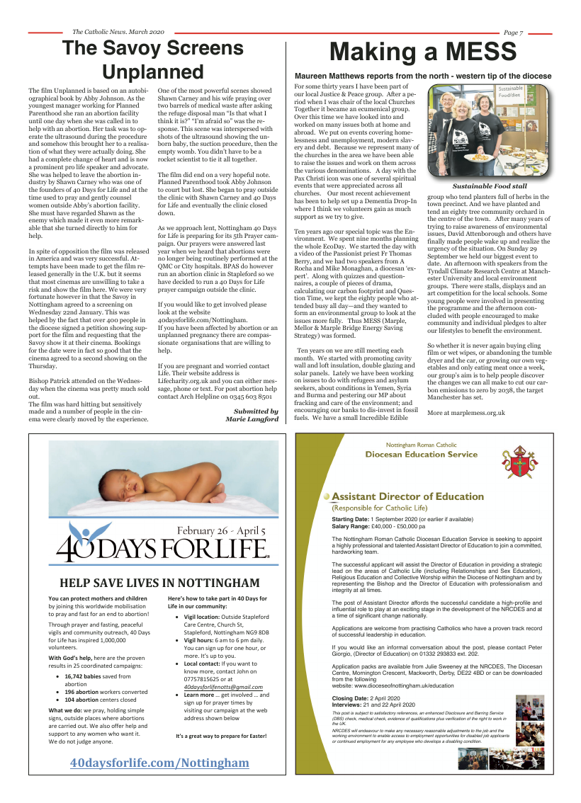 Mar 2020 edition of the Nottingham Catholic News