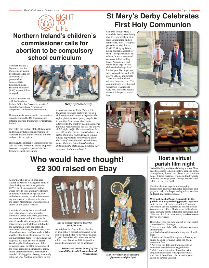 Sept 2020 edition of the Nottingham Catholic News