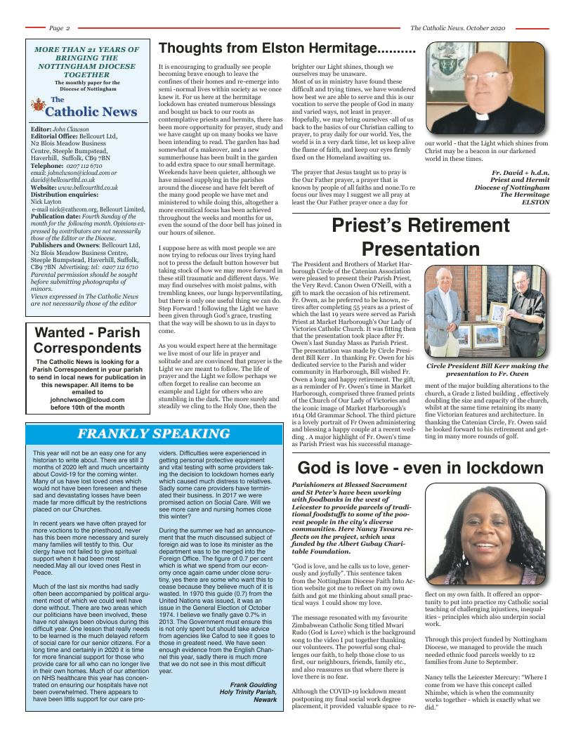 Sept 2020 edition of the Nottingham Catholic News