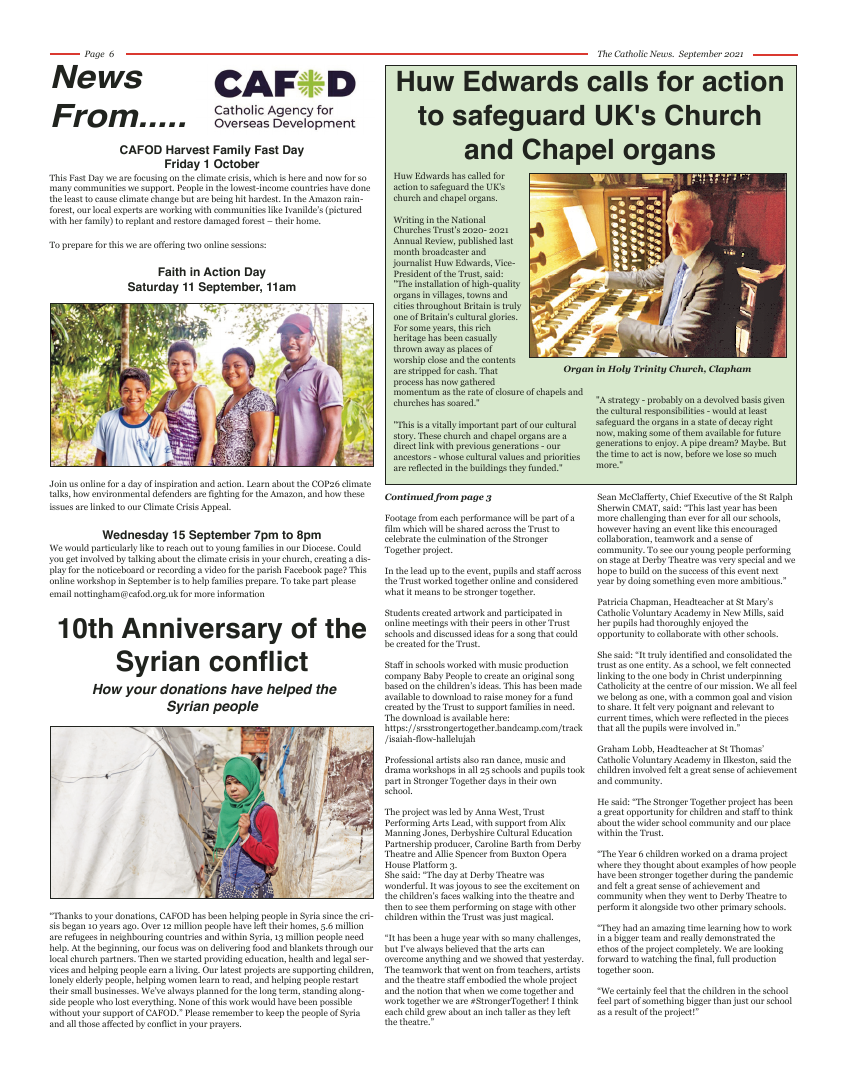 Sept 2021 edition of the Nottingham Catholic News