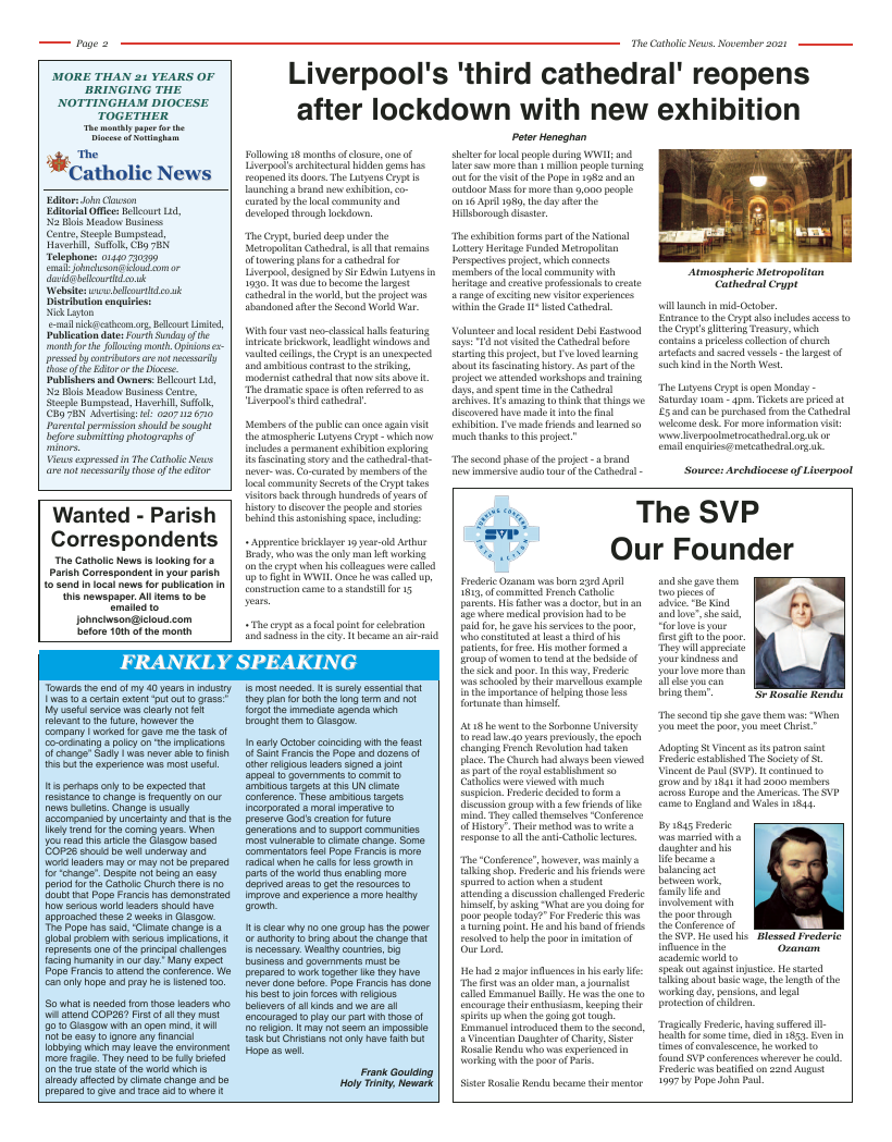 Nov 2021 edition of the Nottingham Catholic News