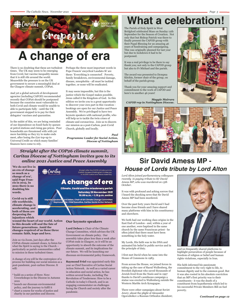 Nov 2021 edition of the Nottingham Catholic News