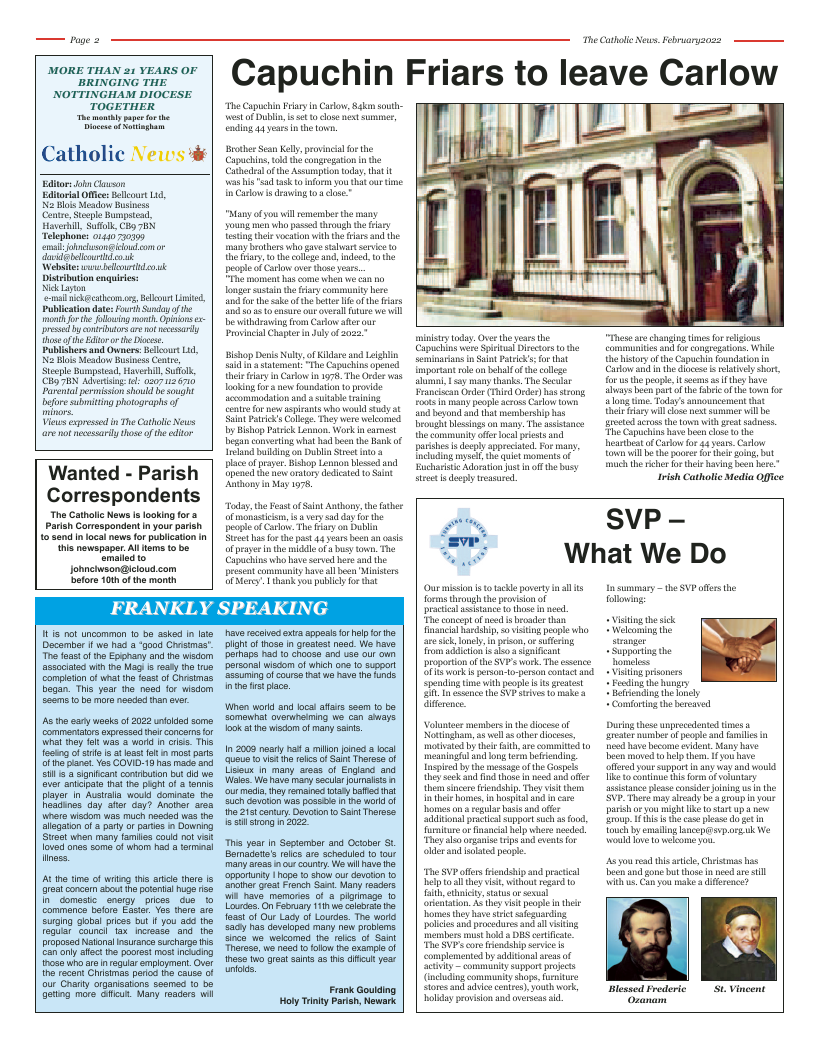 Feb 2022 edition of the Nottingham Catholic News