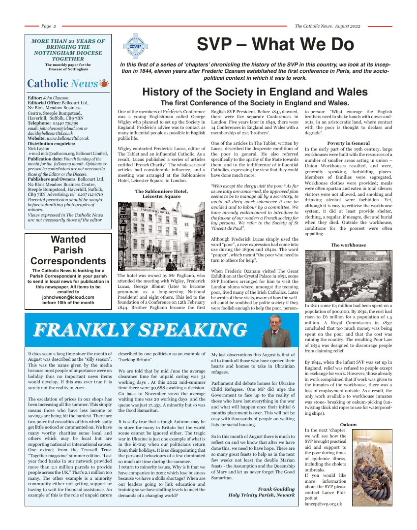 Aug 2022 edition of the Nottingham Catholic News