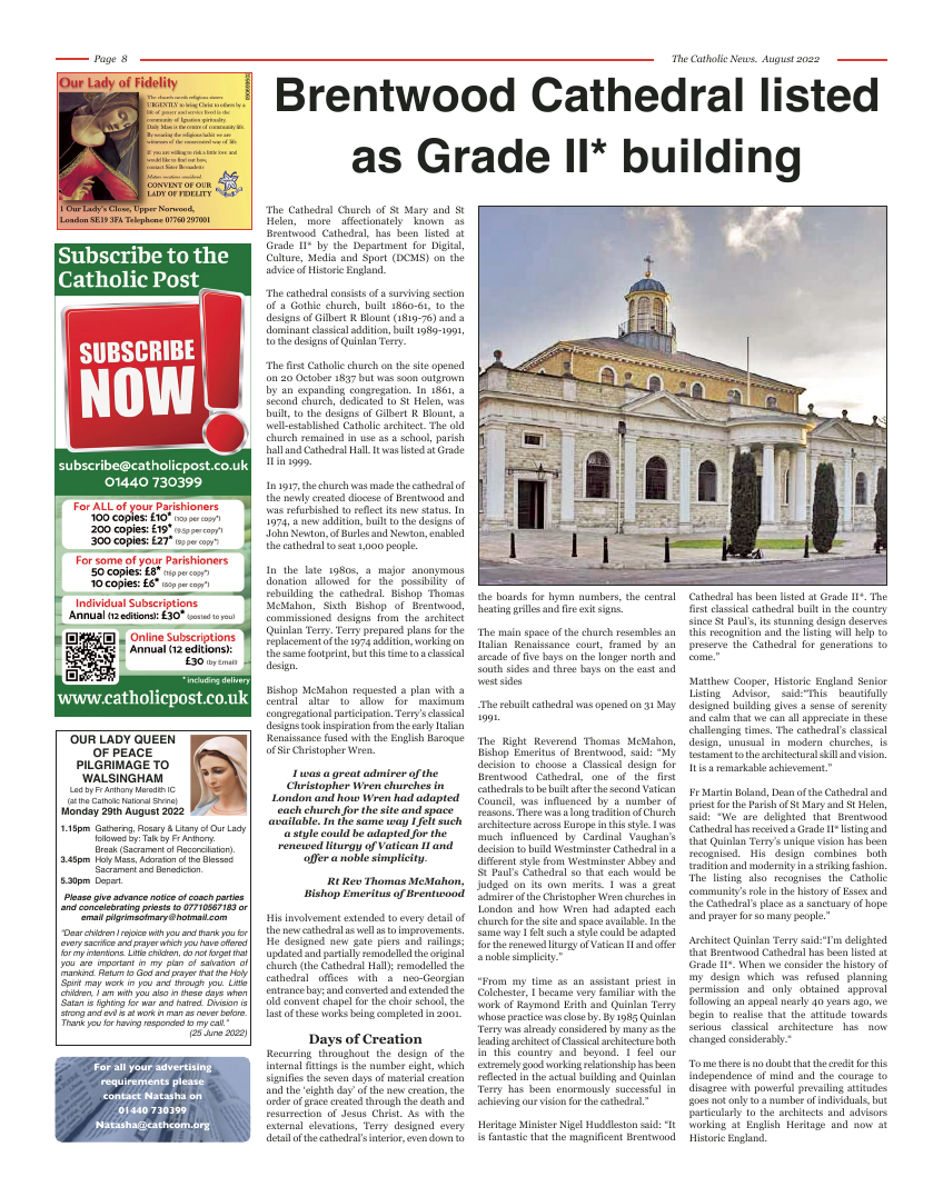 Aug 2022 edition of the Nottingham Catholic News