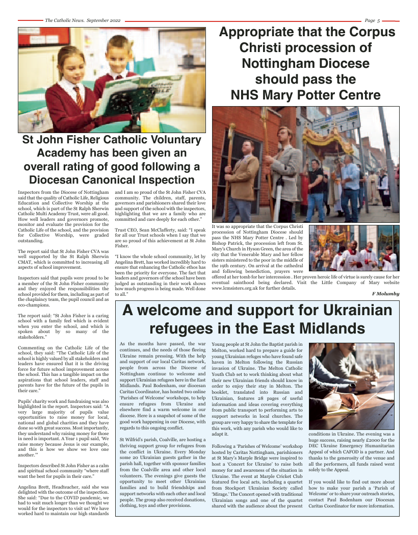 Sept 2022 edition of the Nottingham Catholic News